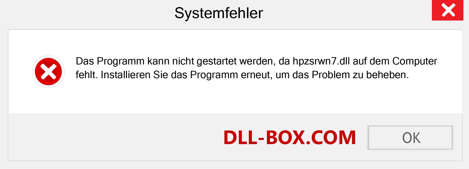 hpzsrwn7.dll-Datei fehlt?. Download für Windows 7, 8, 10 - Fix hpzsrwn7 dll Missing Error unter Windows, Fotos, Bildern